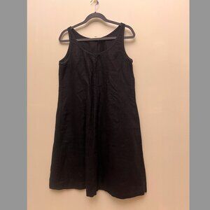 Eileen Fisher Black Linen Shift A-Line Tank Dress, M